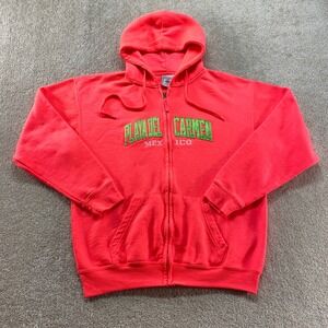 Exist Playa Del Carmen Mexico Hoodie Womens Medium Pink Neon Zip Up Sweatshirt